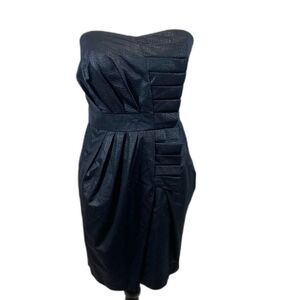 BCBGeneration midnight blue pleather look strapless dress with pockets size 4